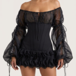 Vestido corse negro y rojo de organza | Stylicious (6)