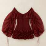 Volante floral de organza plisada en vestido corset Noir Rouge packshot
