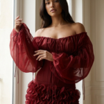 Vestido corse negro y rojo de organza | Stylicious (12)