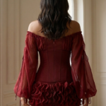 Vestido corse negro y rojo de organza | Stylicious (14)