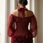 Vestido corse negro y rojo de organza | Stylicious (11)