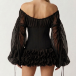 Vestido corse negro y rojo de organza | Stylicious (7)