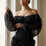 Vestido corse negro y rojo de organza | Stylicious (15)