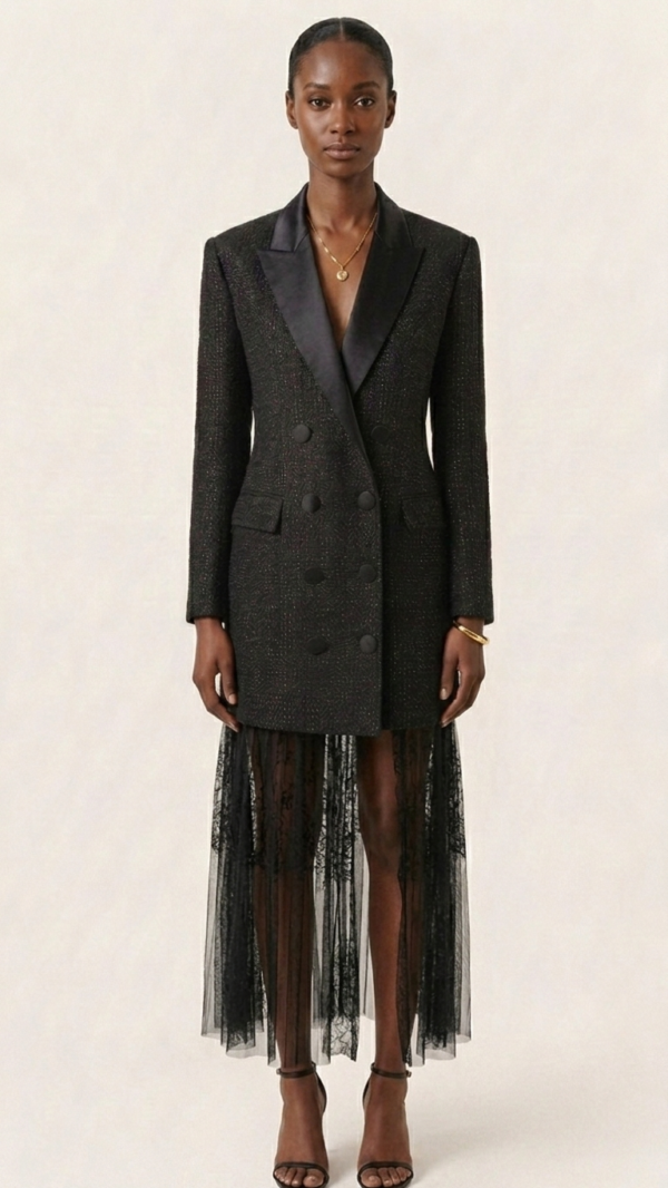 Vestido blazer de tweed negro | Stylicious (12)