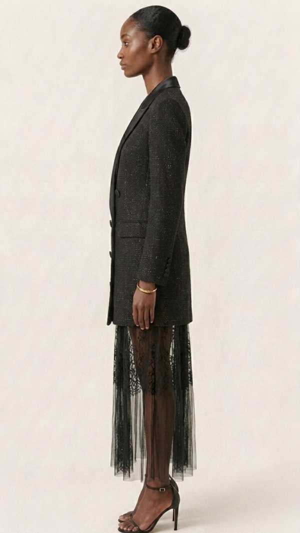 Vestido blazer de tweed negro | Stylicious (13)