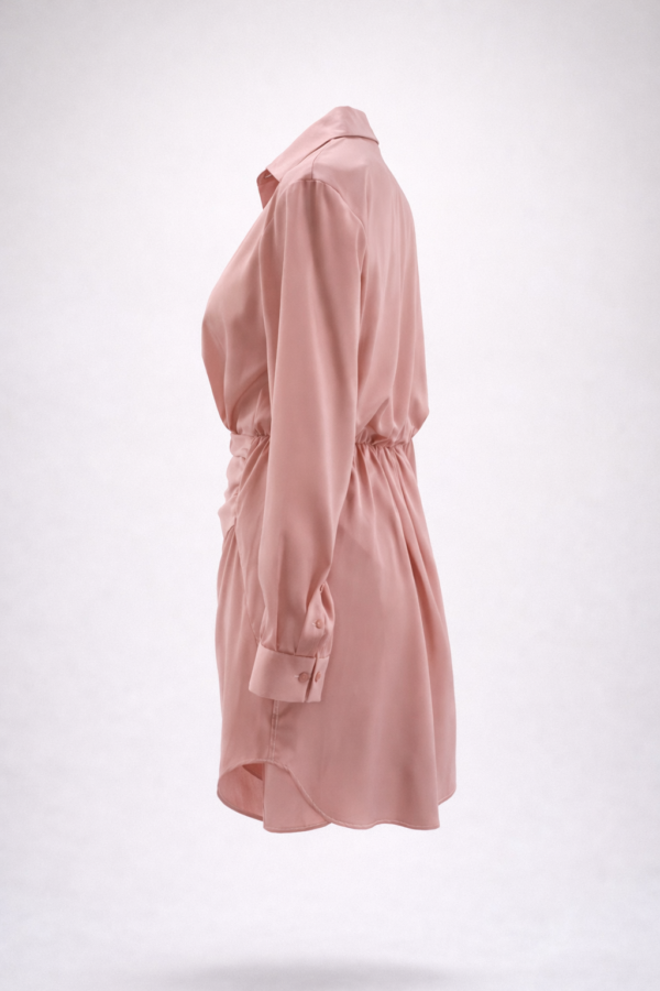 Vestido camisero de satin elegante | Stylicious (28)