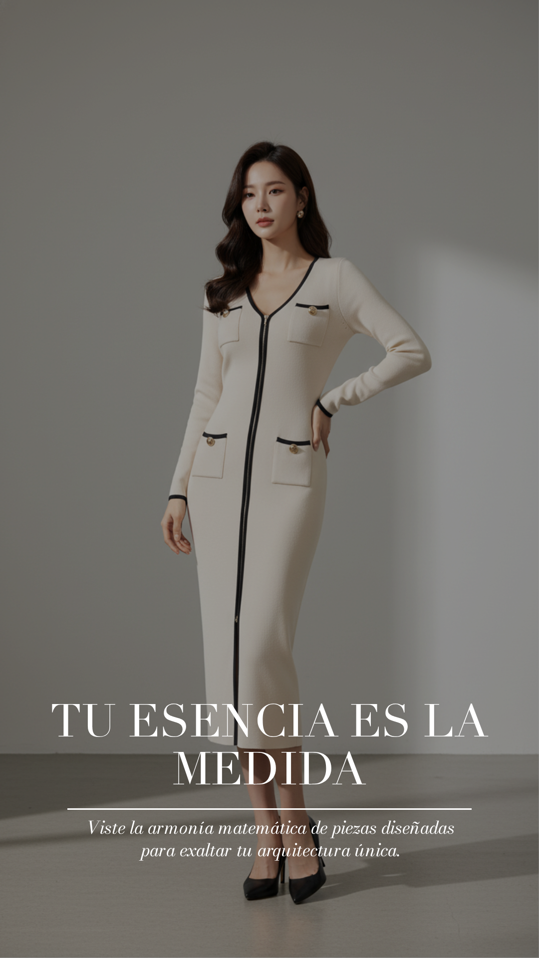 THE ZIPPER SCULPT DRESS - BEIGE ARENA