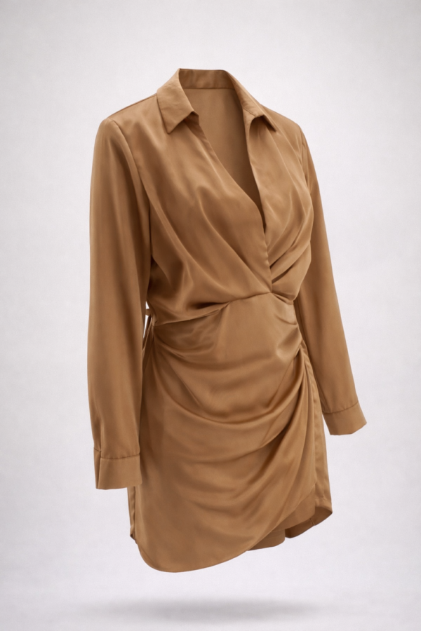Vestido camisero de satin elegante | Stylicious (21)