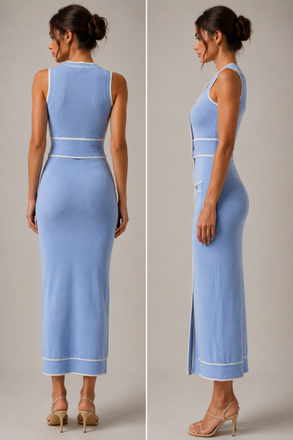 Conjunto top y falda azul elegante | Stylicious (7)