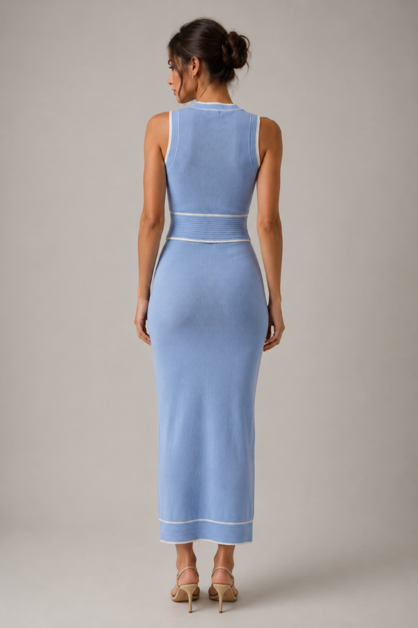 Conjunto top y falda azul elegante | Stylicious (5)