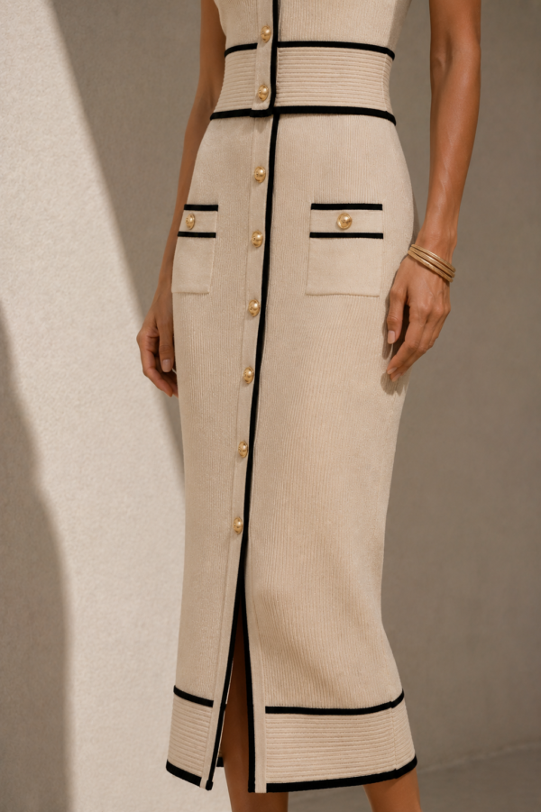 Conjunto top y falda beige elegante | Stylicious (7)