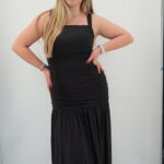 Vestido largo negro fruncido | Stylicious (20)