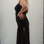 Vestido largo negro fruncido | Stylicious (21)