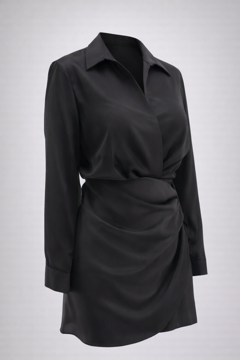 Vestido camisero de satin elegante | Stylicious packshot