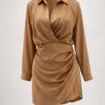 Vestido camisero de satin elegante | Stylicious (23)