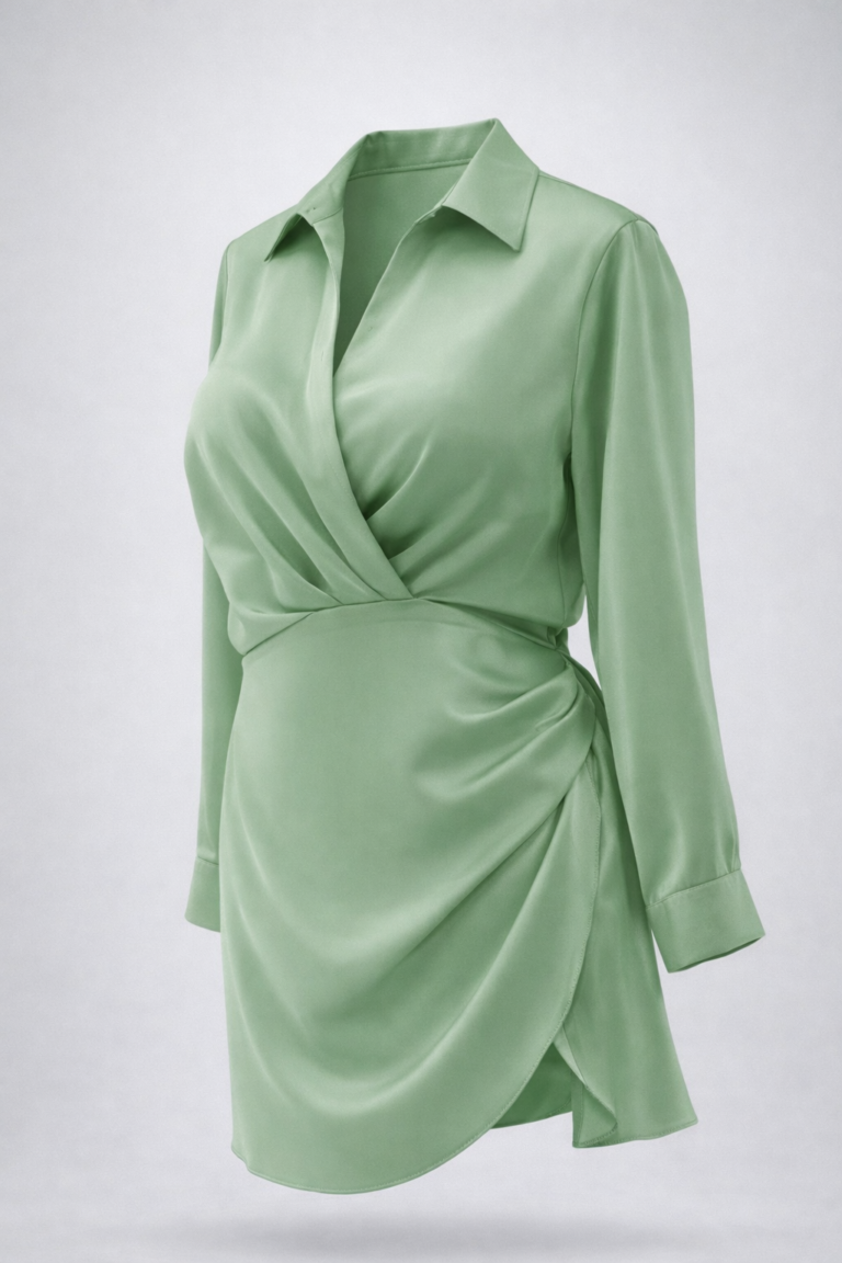 Vestido camisero de satin elegante | Stylicious packshot