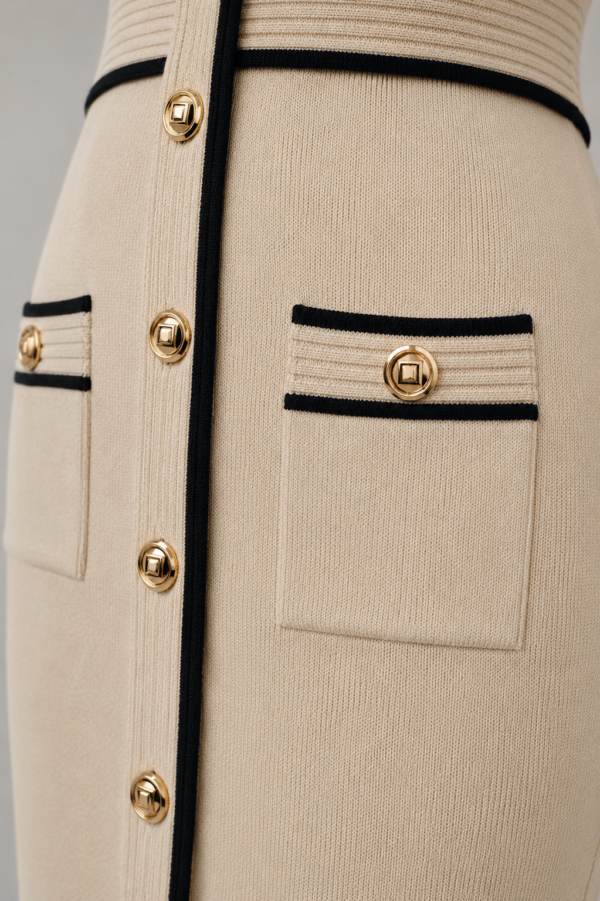 Conjunto top y falda beige elegante | Stylicious (8)