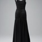 Vestido largo negro fruncido | Stylicious (13)