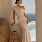 Vestido largo beige asimetrico | Stylicious (24)