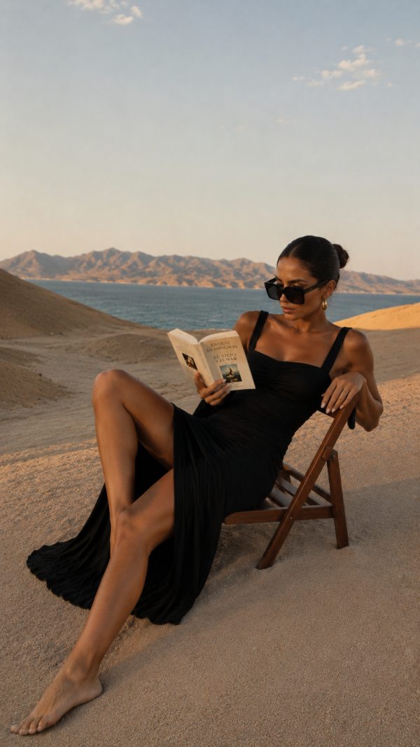 Vestido largo negro fruncido | Stylicious (4)