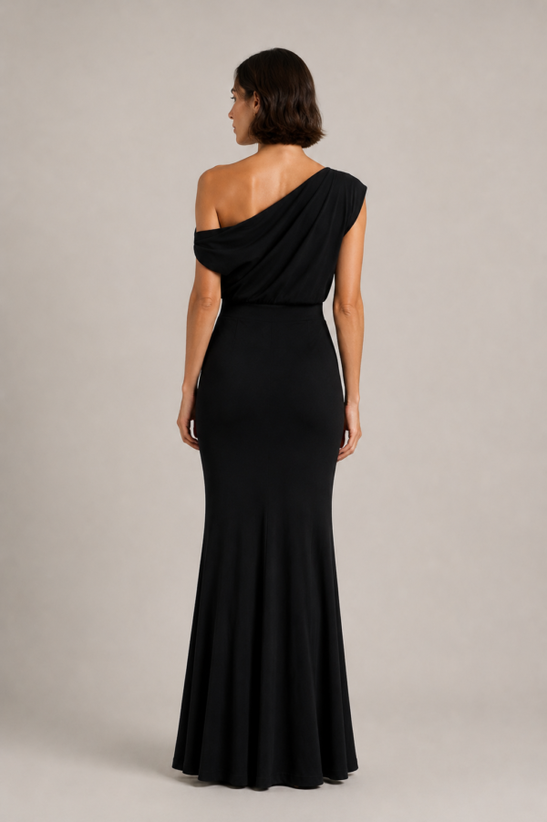 Vestido largo negro asimetrico de fiesta | Stylicious (10)