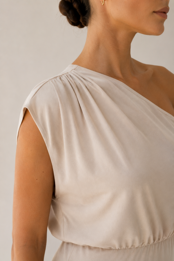 Vestido largo beige asimetrico | Stylicious (13)
