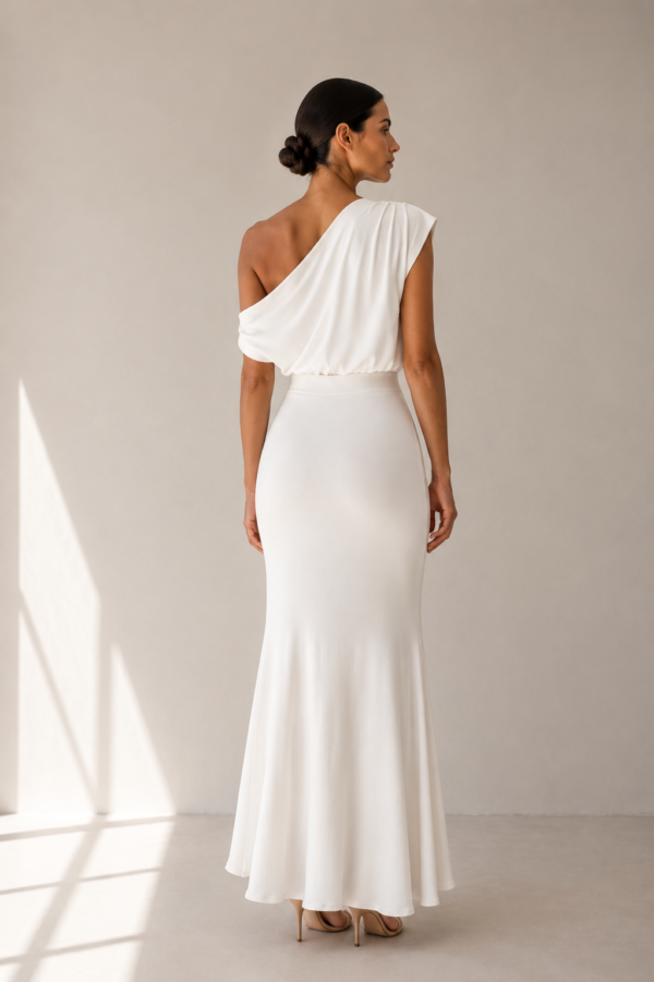 Vestido largo blanco asimetrico | Stylicious (12)
