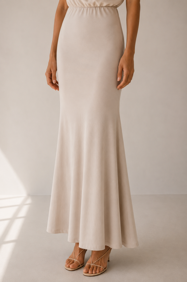 Vestido largo beige asimetrico | Stylicious (14)
