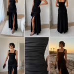 Vestido largo negro fruncido | Stylicious (19)