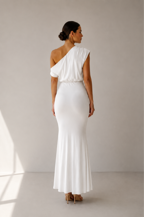 Vestido largo blanco asimetrico | Stylicious (4)