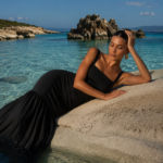 Vestido largo negro fruncido | Stylicious (9)