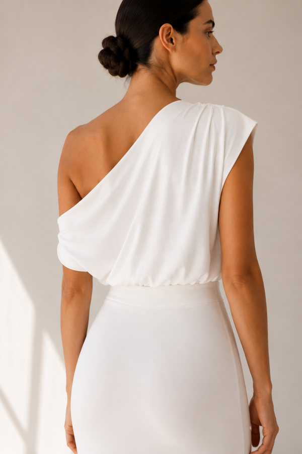 Vestido largo blanco asimetrico | Stylicious (11)