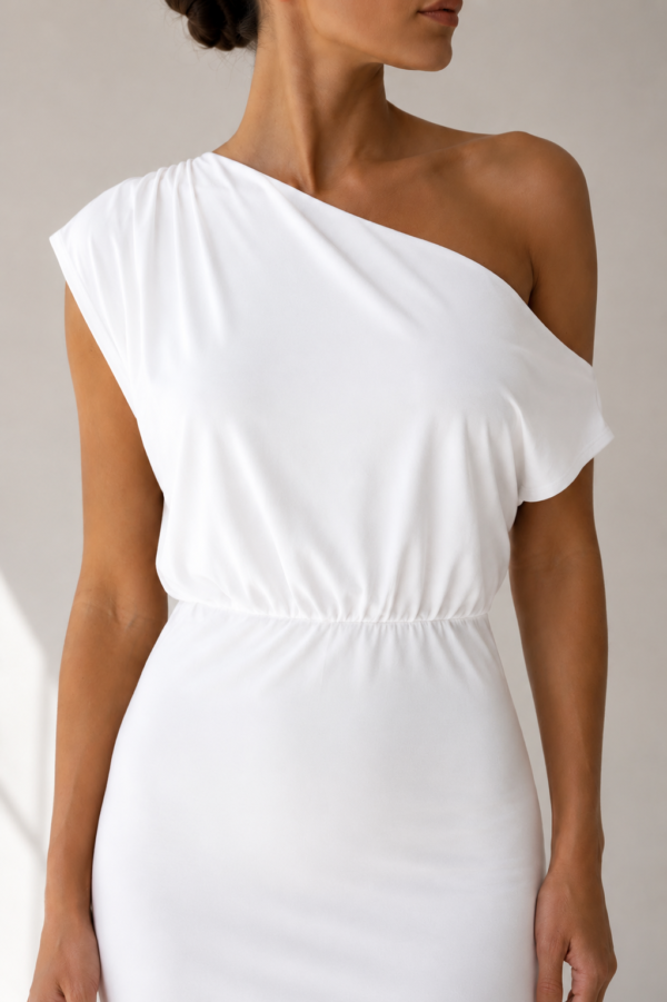 Vestido largo blanco asimetrico | Stylicious (15)