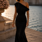 Vestido largo negro asimetrico de fiesta | Stylicious (4)