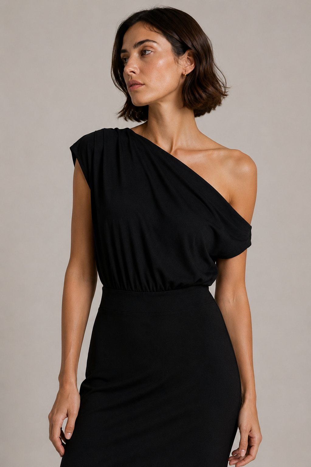 Vestido largo negro asimetrico de fiesta | Stylicious (11)