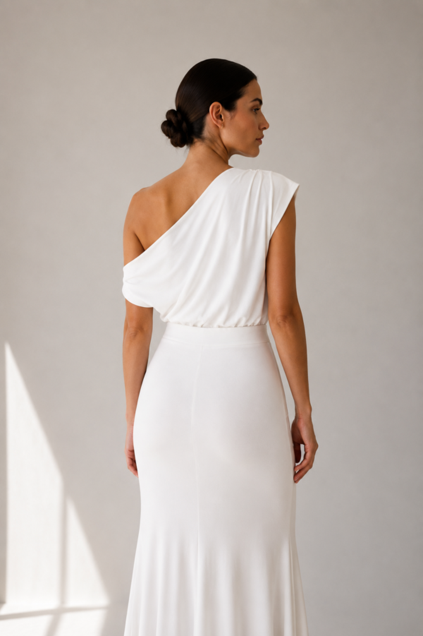 Vestido largo blanco asimetrico | Stylicious (13)