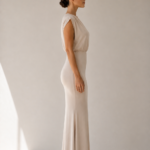 Vestido largo beige asimetrico | Stylicious (9)