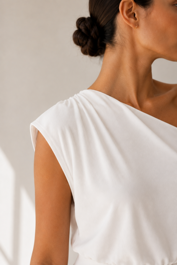 Vestido largo blanco asimetrico | Stylicious (9)