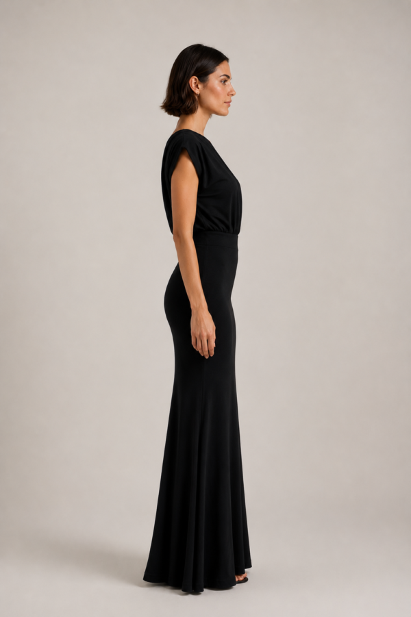 Vestido largo negro asimetrico de fiesta | Stylicious (7)