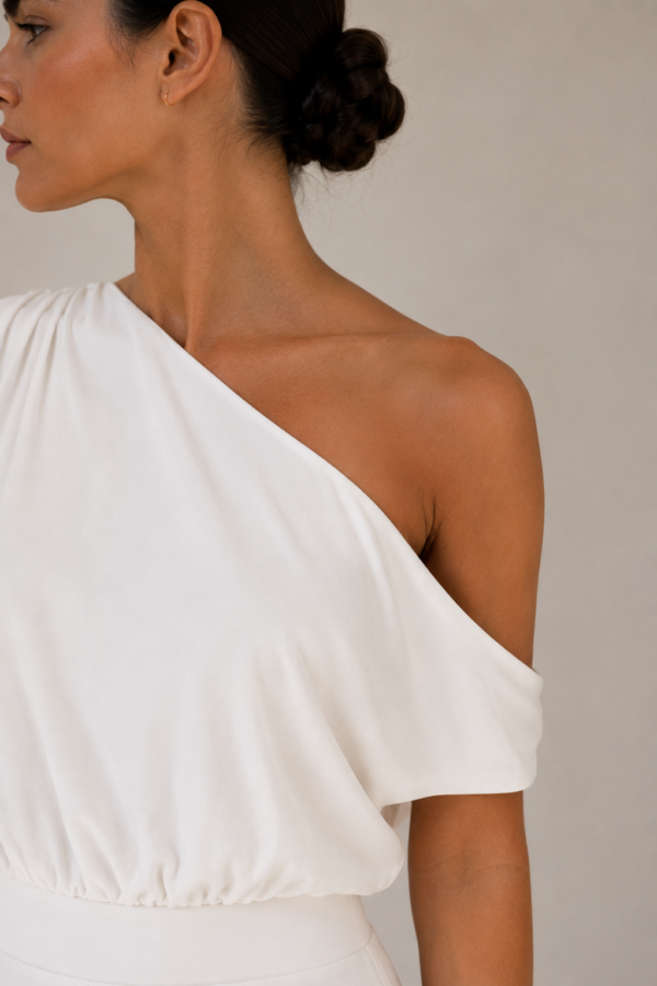 Vestido largo blanco asimetrico | Stylicious (10)