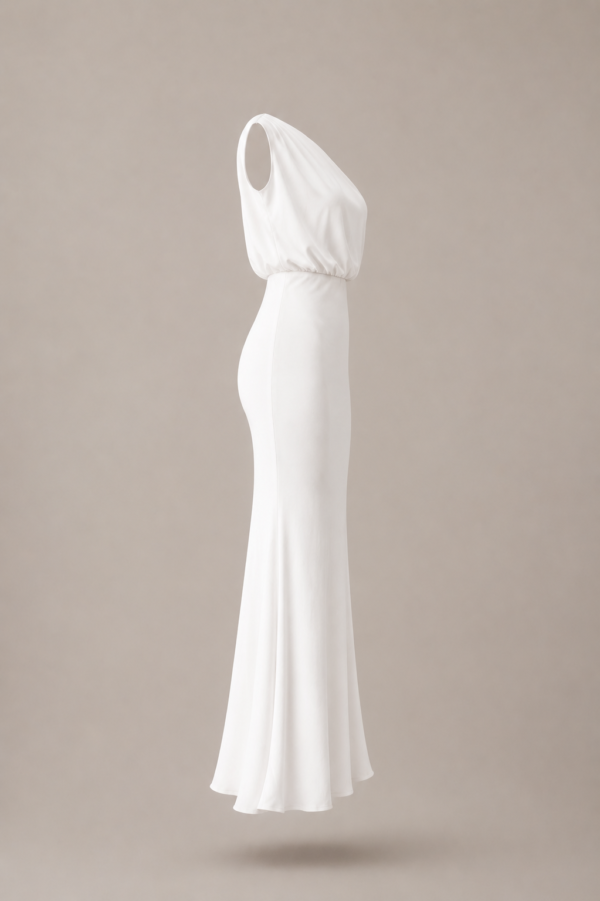 Vestido largo blanco asimetrico | Stylicious (7)