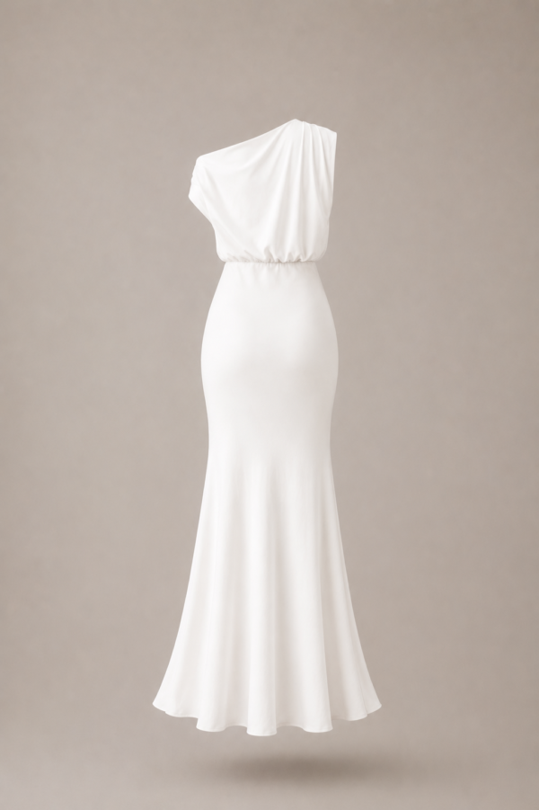 Vestido largo blanco asimetrico | Stylicious (8)