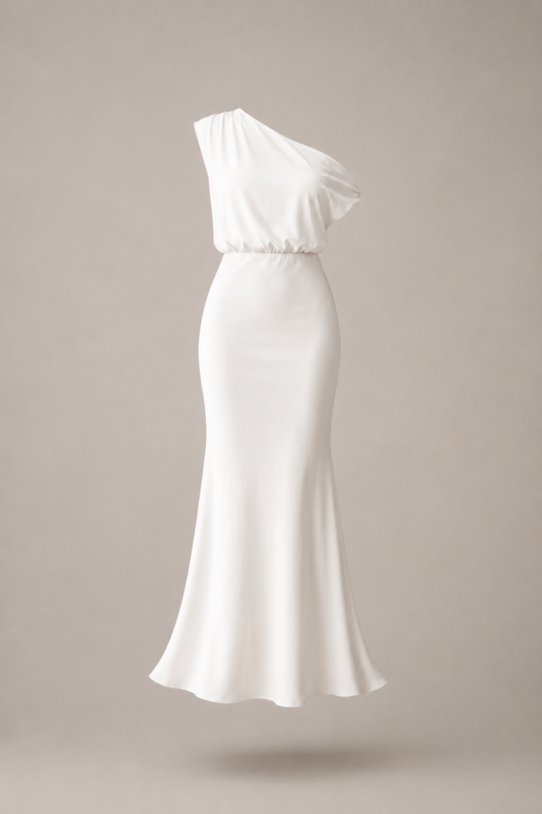 Vestido largo blanco asimetrico | Stylicious (6)