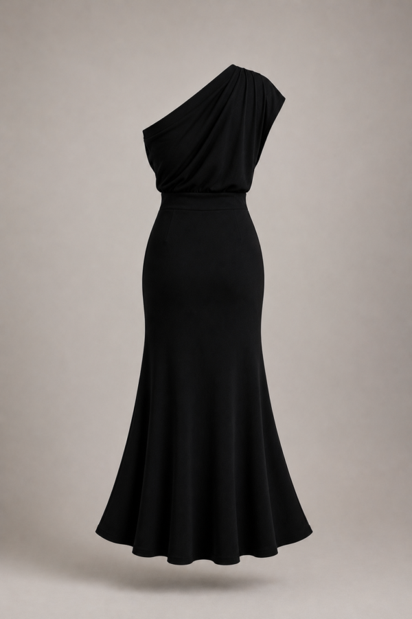Vestido largo negro asimetrico de fiesta | Stylicious (19)