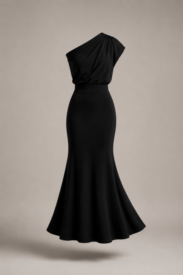 Vestido largo negro asimetrico de fiesta | Stylicious (17)