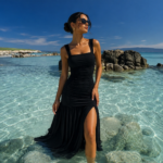 Vestido largo negro fruncido | Stylicious (8)