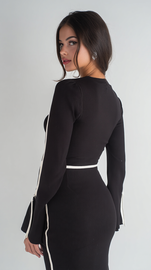 THE LINEAR GEOMETRY DRESS - NOIR ABSOLUTO