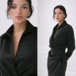 Vestido camisero de satin elegante | Stylicious (13)