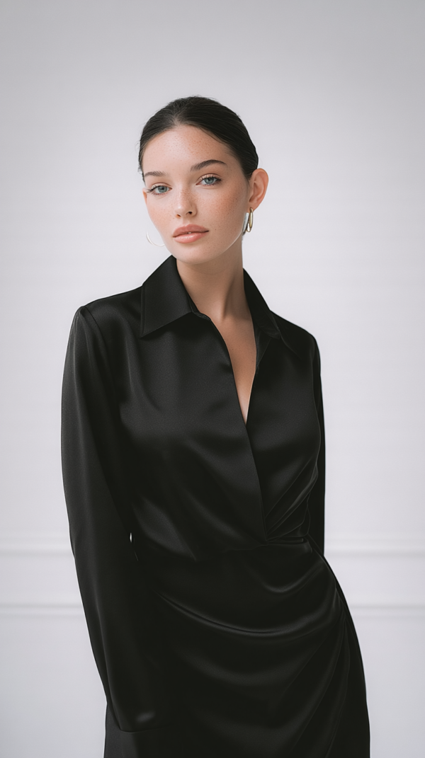 Vestido camisero de satin elegante | Stylicious (11)