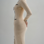 Vestido midi beige elegante | Stylicious (10)